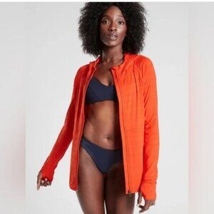 ATHLETA WOMEN'S HOODIE BAJA UPF FULL ZIP JACKET-VMIL ORANGE SIZE LARGE NWT $98